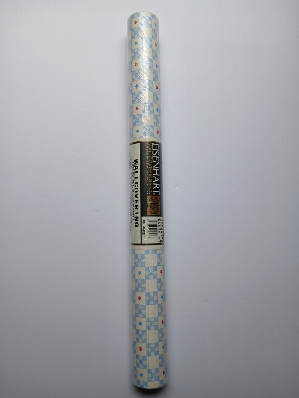 Vtg Eisenhart Double Roll Americana Blue Checkered Gingham W/ Stars And Hearts